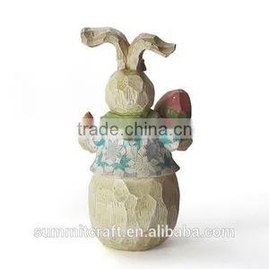 Resin Rabbit With Easter Egg in Hand Figurines Craft Easter Bunny thumbnail-2