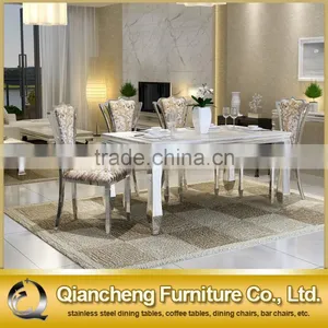 Modern Metal Legs Marble Dining Table Furniture thumbnail-5