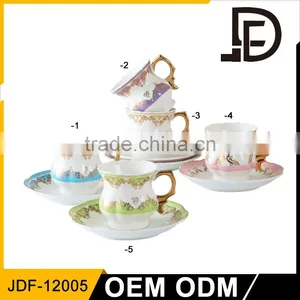 Gold Emboss New Bone Coffee Cup and Saucer Sets thumbnail-2