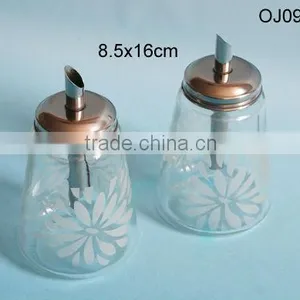 Clear Cylinder Glass Spice Bottle With Metal Tube Spoud Lid thumbnail-1