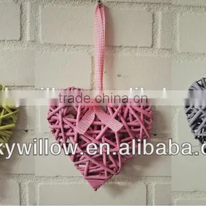 Hanging Wicker Heart for Wedding Party Decoration With Gingham Ribbon thumbnail-5
