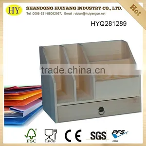 Unfinished Wood Desk File Organizer With Drawer thumbnail-1
