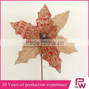 Letters and Rust Bells Linen Poinsettia Christmas Decorations thumbnail-3