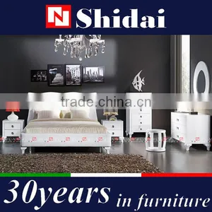 White Leather Bed / Double Bed Frame / Dubai Bed Furniture B904 thumbnail-3