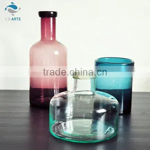 Various Design Home Decoration Colorful Clear Glass Vase Bottle Sets thumbnail-1
