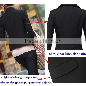 NEW Women Slim One Button Long Sleeve Black Women Blazers 2014 thumbnail-4