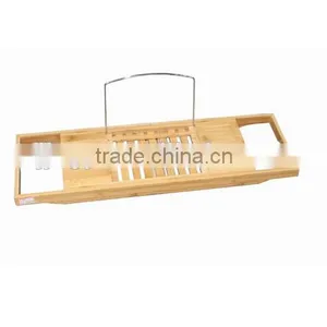 Bamboo Bathtub Caddy - Bathtub Tray - With Book Holder thumbnail-1