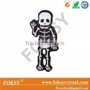 Skeleton Skull Bones Halloween Dancing Iron On Patch Embroidered thumbnail-2