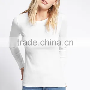 2017 New 100% Cotton Slim Fit Ladies Base T-shirt O Neck Blank Long Sleeve Women T-shirt thumbnail-4
