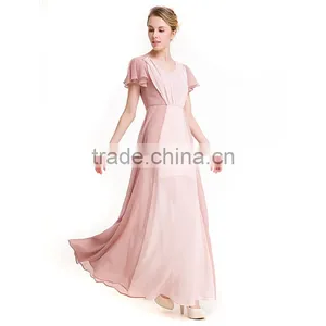 Maxnegio Fashion Pink Maxi Patchwork Chiffon Eveing Dress With Ruffle Women Dress thumbnail-4