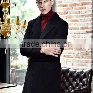 Slim Fit Pure Color Wool Men Coat Winter Coat thumbnail-3