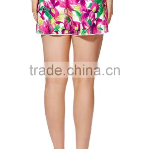 Wholesale 4 Way Stretch Women Tropical Floral Print Board Shorts Beach Shorts thumbnail-4