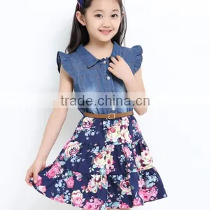 Zm35612a Wholesale Girl Clothing Manufacturer Summer Jeans Dress thumbnail-1