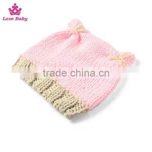 Sweety Pink Cat Newborns Girls Cap, Knitting By Hand Photography Hat For Kids Wholesale thumbnail-3