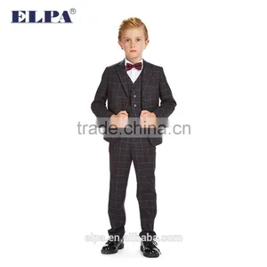 2016 Style ELPA NXB0071Dark Gray Plaid Three Pieces Boy Suits for Wedding /Show thumbnail-3