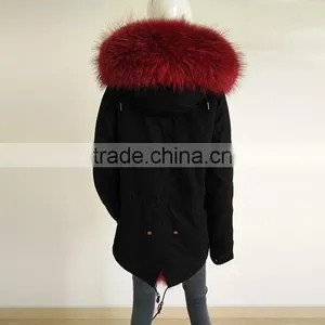 Myfur Luxury Stylish Real Fox Fur Lined Women Long Parka Coat Wholesale thumbnail-2