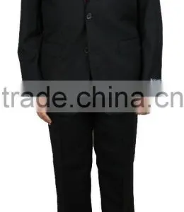 NAAMS MEN'S WOOL 2 BUTTON 2 VENT SLIM FIT SUIT JACKET FLAT FRONT PANT BLACK thumbnail-1