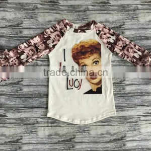2017 New Baby Boutique Clothes Design Children White Cotton t Shirt Kids Icing Ruffle Raglan t Shirt for Girls thumbnail-1