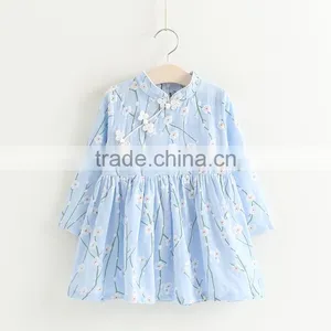 Spring Style Full Printing Girls Kids Long Sleeve Cotton Dress thumbnail-3