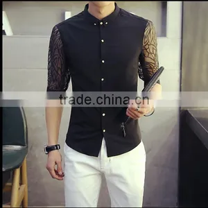 Cultivate One's Morality Short Sleeve White Shirt Male 7 Minutes of Sleeve thumbnail-5