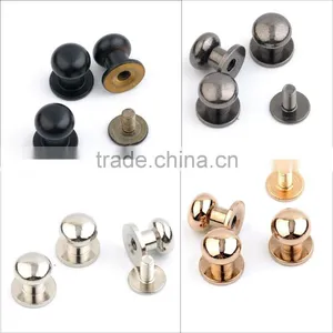 8*9*10mm Big Metal Brass Screw Rivets Knob Leather Craft Stud Rivets Watchband Belt Round Silver/black/gold ZD-014 thumbnail-1