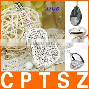 Violin Shape Diamond Jewelry USB 2.0 Flash Memory Stick Pen Drive, Gift thumbnail-1