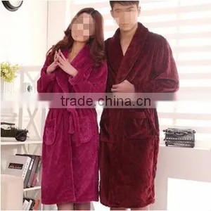 Chinese Unisex Plain Polar Fleece Bathrobe thumbnail-1