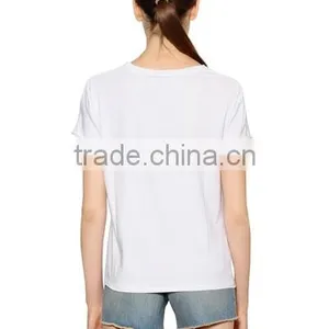 Womens Latest Design Collar Short Sleeve Printed T Shirts Ladies Silk Printing Sold Color Casual T Shirt thumbnail-4