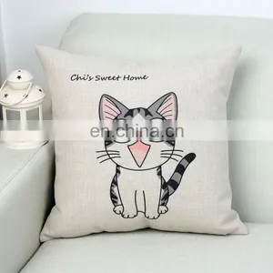 2016 Wholesale Home Decor Digital Printing Cotton And Linen Pillow Cat Cartoon Cushion thumbnail-2