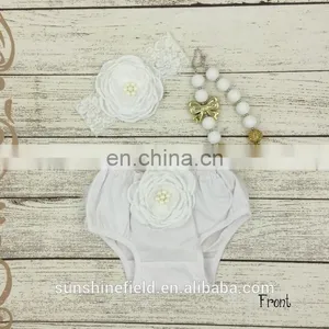 Baby Bloomers Matching Baby Headband and Chunky Necklace Baby Girl Diaper Covers thumbnail-3