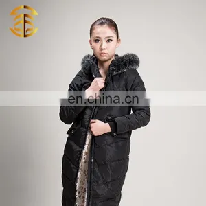 Factory Price Fashion Ladies Luxury Black Down Jacket With Fur Collar thumbnail-1