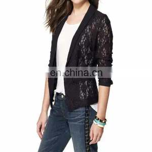 Black Stretch Lace Tuxedo Jacket - Chinese Clothing Factory ( YC30008 ) thumbnail-1