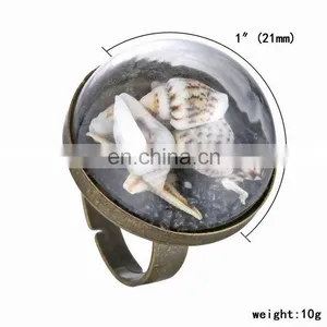 Fashion Vintage Style Antique Copper Ring Couch Black Mini Sand Ring Dome Dangle Adjustable Ring thumbnail-4