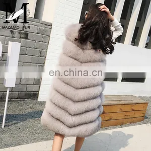 Russian Style Real Fox Fur Vest for Women Luxurious Handmade Long Vest thumbnail-3