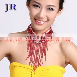 Indian Wholesale Belly Dance Beaded Tassel Necklace P-9005# thumbnail-3