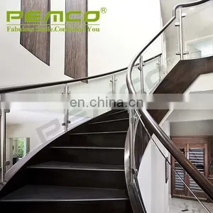 China Top 5 Glass Handrail Manufacturer Modern Design Stainless Steel Glass Railing Model Interior Stair Tempered Glass Railings thumbnail-3