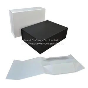 One Piece Folding Box Black and White Box Folding Magnet Flap Box Can be Customized Logo thumbnail-1