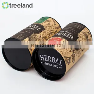 Popcorn Paper Canister Herb Tin Box Kraft Tube With Black Tin Lid thumbnail-2