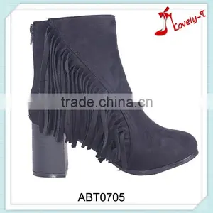 Best Selling Woman High Heel Ankle Boots Side Macrame China Forester Back Zipper Boots thumbnail-1