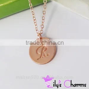 2015 New Fashion Cute Girl's Necklace Wholesale, Initial Disc Pendant Necklace thumbnail-1