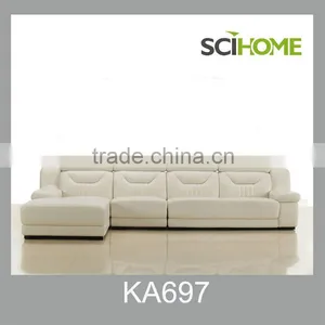 Modern White Corner Genuine Leather Couch thumbnail-1
