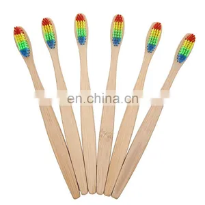 New Products Rainbow Color Soft Medium Bristle Bamboo Toothbrush With Private Label Hotel Bamboo Toothbrush thumbnail-2