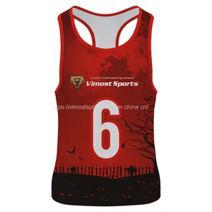 Breathable Sublimated Singlet With Classic Red and Black Colors thumbnail-1