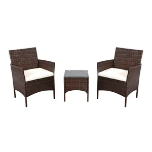 Modern Design 3-Piece Outdoor PE Rattan Garden Coffee Set Factory Direct Delivery Courtyard Portable Garden Sofa Set thumbnail-3