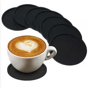 Round Silicone Coasters, Minimalist Non-Slip Heat Resistant Cup Mat With Spill-Proof Lip, Waterproof Coffee & Tea Drink Coaster for Tableware thumbnail-1