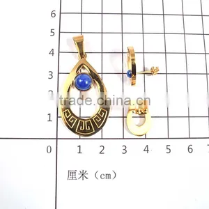 Dubai Gold Jewelry Set Blue Acrylic Bead Gold Plated Jewelry Indian Jewelry Set thumbnail-3