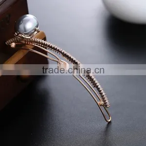 Brand Design Elegant Charm Pearl&crystal Headdress Accessory Headwear Wedding Jewelry Hairwear Woman Girl 18K Gold Hair Clips thumbnail-4