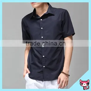 American Simple Solid Color Dark Blue Mens Dress Shirt thumbnail-1
