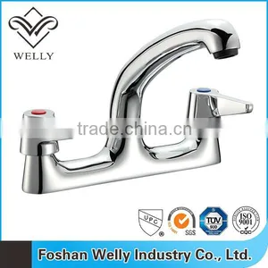 2016 Welly Modern Kitchen Double Handle Rotatable Water Basin Faucet thumbnail-1
