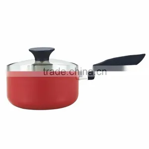 Red Aluminum Non-stick Press Saucepan Milk Cooking Pot Long Bakelite Handle thumbnail-1